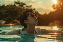 夏季网红泳池夏日摆拍
