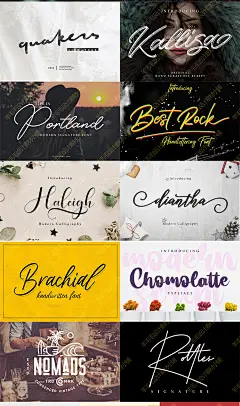 win/mac通用清新淡彩婚礼logo英文手写字体打包下载海报编辑fonts-淘宝网