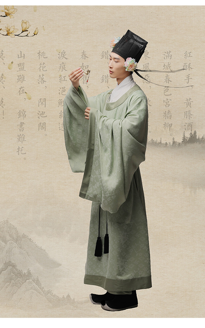 大宋人物谱【陆游】花朝记原创汉服宋制复原放量襕衫春秋款男装-tmall.com天猫-花瓣网