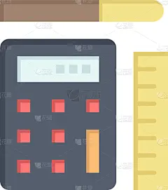 计算器,水笔,彩色图片,比例,平坦的,图标,商务,一个物体,铅笔,教育