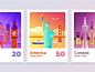 Famous landmark stamp illustration design