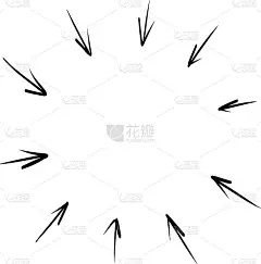 箭框圆形烟花手绘涂鸦元素