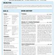 a technologist CV | almost like a news page| light blue column, black letters again white backdrop