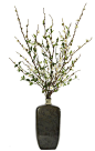 Peach Blossom Branch (WF392): Peach Blossom Branch, White, Ceramic Vase Green,30wx20dx46h