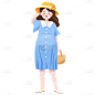 手绘-卡通孕妇穿搭人物插画贴纸3