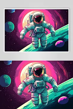 AI数字艺术太空宇宙宇航员插画