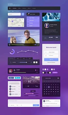 扁平化社交网站ui界面设计psd素材下载 #Web# #素材# #UI#