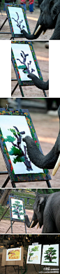 画不好画的朋友都看看~泰国大象的绘画作品。（via 狮鸢sonny）