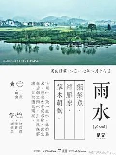 足记早安 足记日签 雨水，二十四节气之中的第2个节气，“正月中，天一生水 