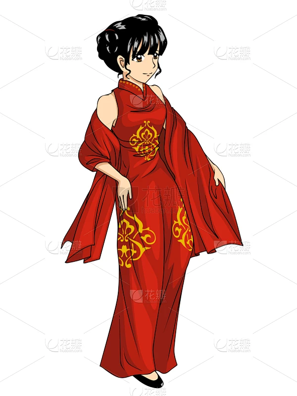 女孩,传统服装,分离着色,可爱的,国内著名景点,传统,红色,外衣