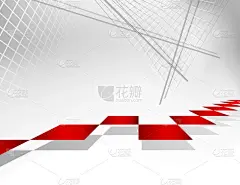 抽象灰色背景与红色方块-建筑设计