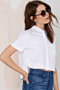 #衬衫##shirt#Out of the Box Poplin Crop Top - Cropped: 
