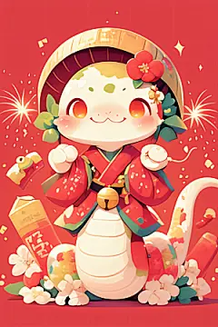 新年生肖蛇插画过年素材
