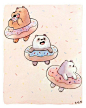 #Mondays are always better with donuts.  This print by Sarah Sobole is available from @gallerynucleus! #webarebears #kawaii by cartoonnetworkofficial You can follow me at @JayneKitsch: 