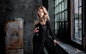 People 2400x1500 women blonde face dress red nails wine no bra blue eyes pale curvy portrait standing Evgeny Markalev drinking glass red wine