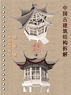 古建筑木结构分解图｜苏州拙政园·塔影亭 