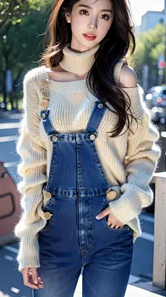 手机美女壁纸-背带裤清纯少女-今日头条