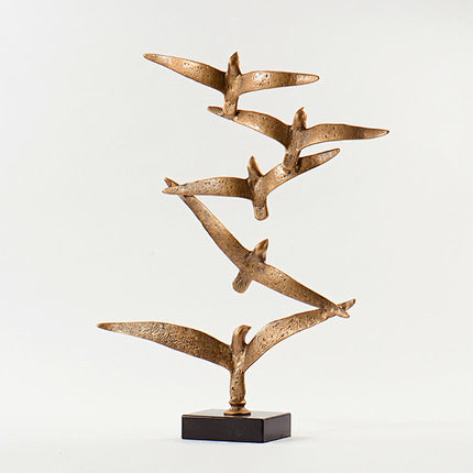 现代全铜大雁雕塑摆件酒店前台大堂过道卖场工艺品样板房软装饰