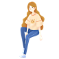 坐着90后女孩人物png