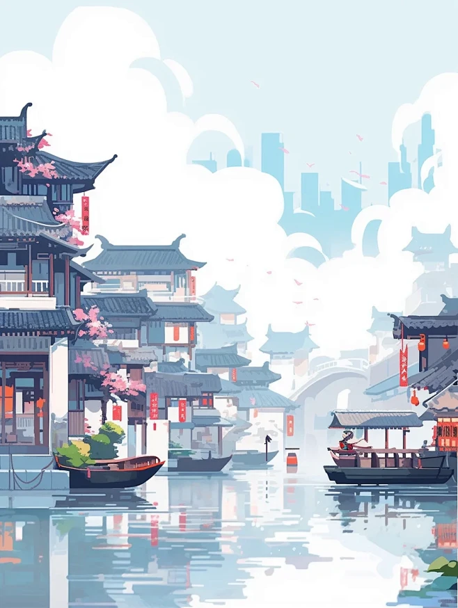 Ai绘画|正是江南好风景，落花时节又逢君。-花瓣网