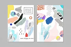 矢量 | 缤纷色彩和生动的图形形状精致抽象的艺术作品 Graphical frenzy #1121485 :  