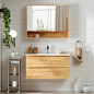 北欧美式乡村宜家浴室柜镜柜组合 橡木卫生间洗手盆储物柜066-淘宝网