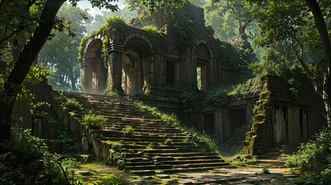 AI丛林遗迹场景设定图集 影视游戏场景概念设计 背景插画临摹-淘宝网-花瓣网