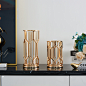 现代轻奢金属玻璃花瓶摆件美式家居风格客厅餐桌玄关饰品电视柜