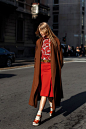 The Sartorialist. midi red skirt