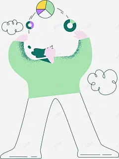 点赞关注主题欢快有趣的插画人物图扁平等距插画人