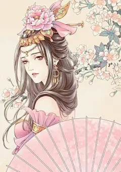十款唯美古风图片：一组古风女子插画