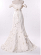 A word shoulder Square Neck Sweep/Brush Train Lace by lassdress, $259.00