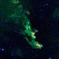 这是女巫头星云，图像去美国宇航局广域红外望远镜（WISE）拍摄，这里是大量新生恒星诞生的地方。