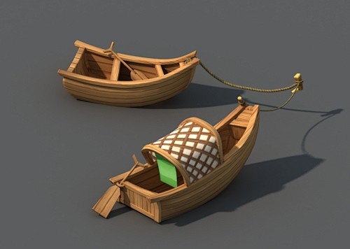 小船、木船、木板船、卡通船只、Q版渔船、...