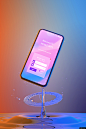 液体 紫色 手机 样机 电话 社交媒体 手机/iPhone样机电子数码样机样机素材