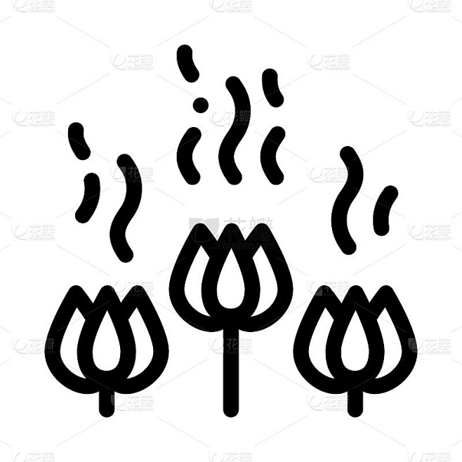 花芳香气味图标矢量轮廓插图