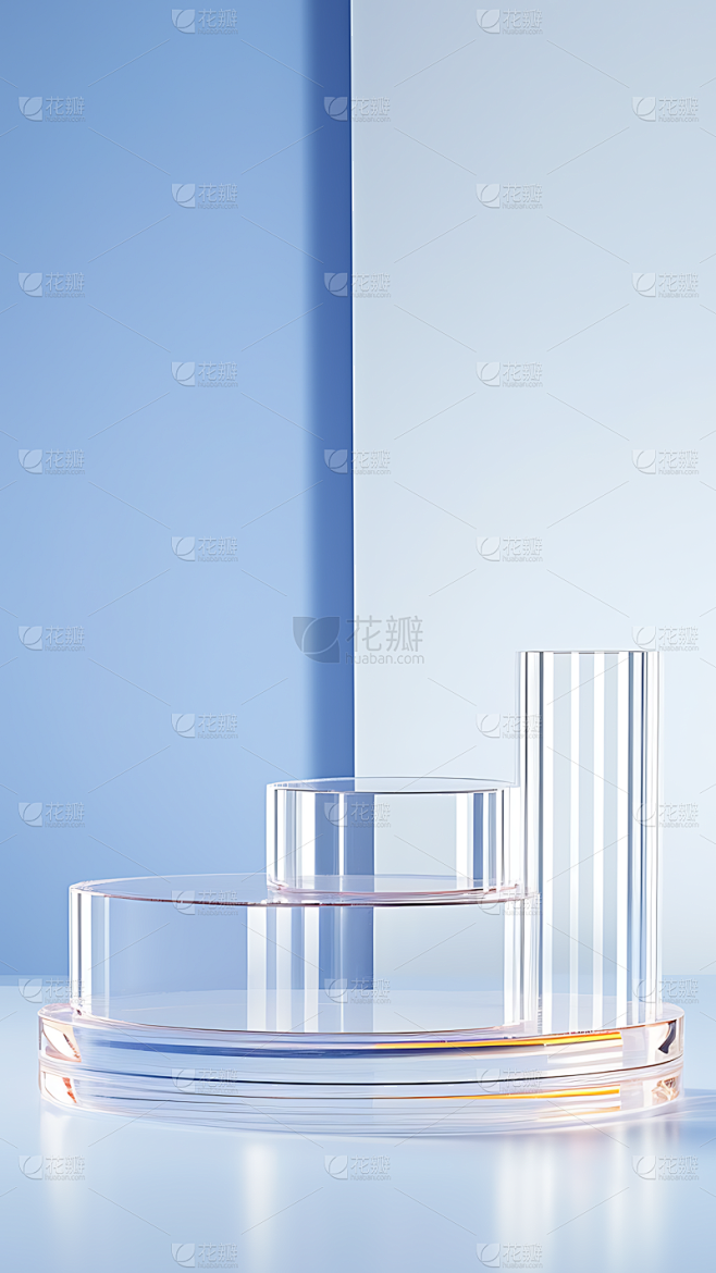 电商通用活动促销玻璃几何展台背景