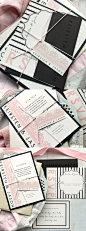 Modern Lace - Modern Pink Lace Wedding Invitations #beaconlane