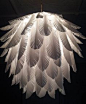 Paper feather hanging light shade. Angelic.