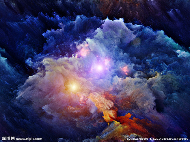 梦幻星空油画水彩画