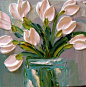 White Tulip Oil Painting, Impasto Technique by Jan Ironside