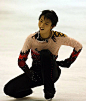 Yuzuru Hanyu of Japan looks relieved after competing in the Men's free program during day three of the ISU Grand Prix NHK Trophy at Nippon Gaishi...