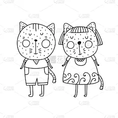 男孩,猫,女孩,两只动物,分离着色,衣服,淋浴,爱,装饰