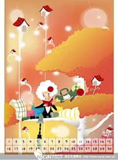 韩国纽扣女孩矢量插画