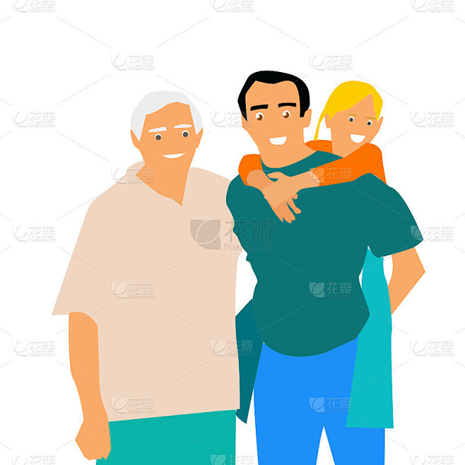 Happy Family. Grandfather, father and daughter. Ve