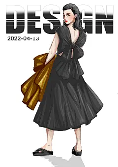 服装设计手绘图 效果图 模特插画 人体比例 漫画动漫人物风格线稿 灵感 配色 素材 原创