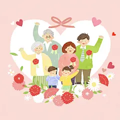 手绘康乃馨花父母节日鲜花温馨家庭插画手绘|康乃馨花|节日鲜花|温馨家庭|插画