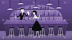 中世纪现代复古酒吧场景