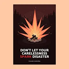 手绘森林火灾森林大火森林防火海报单页模板矢量图设计素材