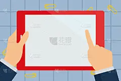 长方形,男商人,手牵手,色彩鲜艳,触摸屏,商务,图表,药丸,沟通,指着